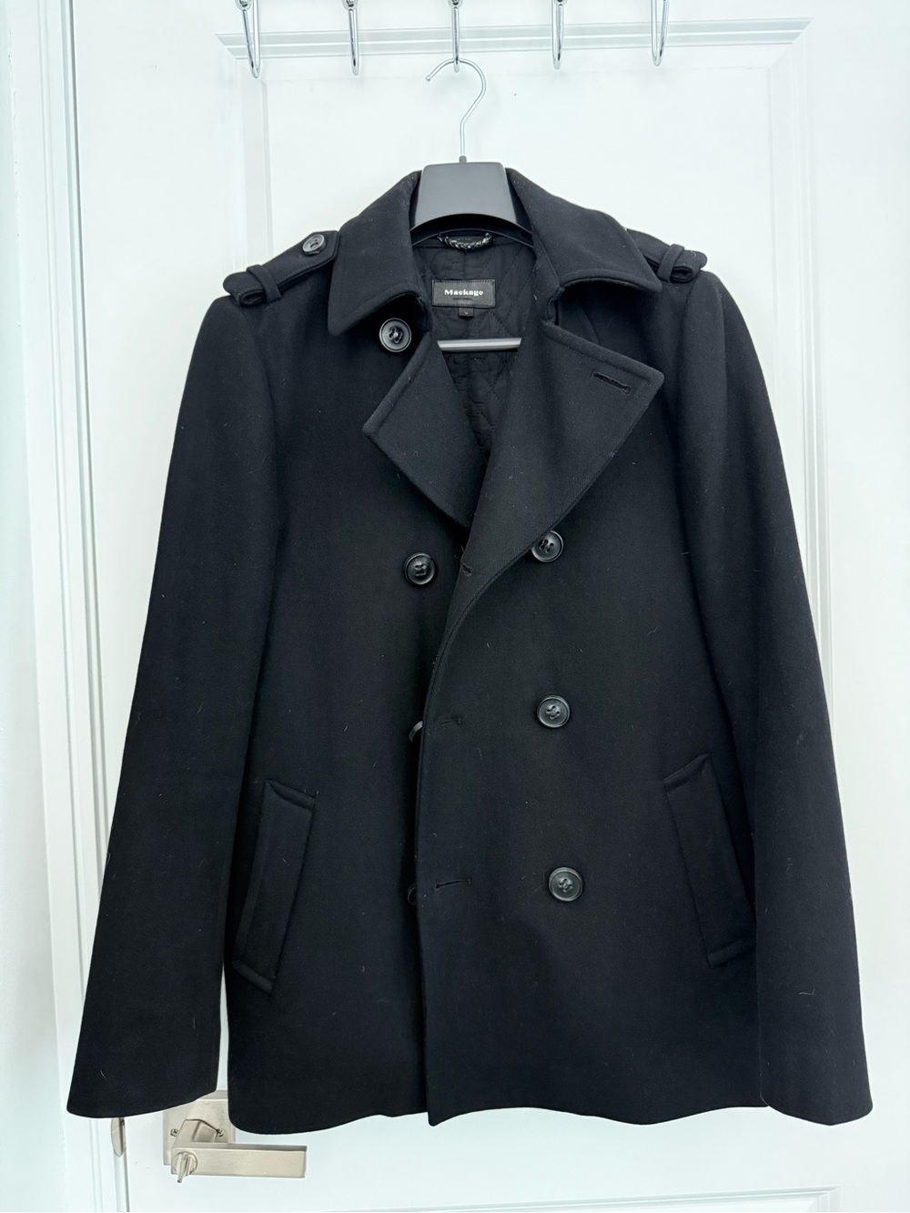 Mackage - Menβs Black Double-Breasted Peacoat